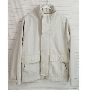 ABERCROMBIE & FITCH NYLON BARN JACKET IN CREAM BEIGE, SZ LARGE